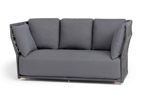 Диван 3-местный из роупа, Лугано, карк алюм темно-серый муар,роуп темно-серый круг,ткань темно-серая