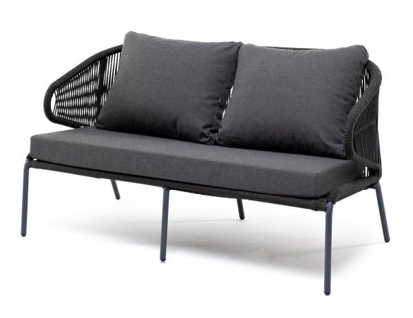 Диван 2-местный из роупа, Милан,каркас алюм темно-серый муар,роуп темно-серый круг,ткань темно-серая