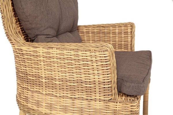 Кресло плетеное из искусственного ротанга, Алиса, с подушками соломенный