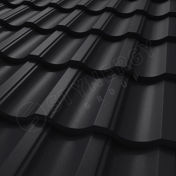 Металлочерепица Stynergy, Garda 0.5 мм, PurRus Matt, RAL 9005