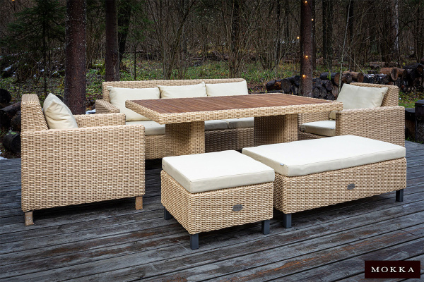 Пуф малый Mokka Bella, плетеный из искуственного ротанга цвет: соломенный