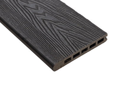 Доска-ступень стартовая ДПК Grand Line, 160х22 мм, L=4000 мм, 3D Wood, Тиснение дерево, графит