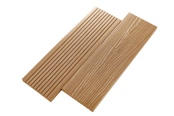 Террасная доска UnoDeck Solid полнотелая 150 мм, L= 4000 мм вельвет и тиснение, цвет: орех