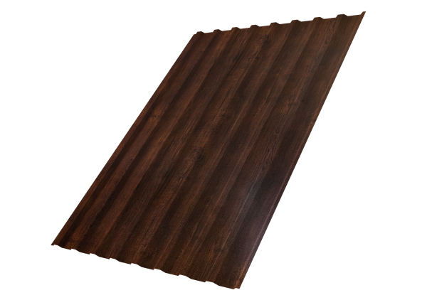 Профилированный лист GL C20 B, 0.45 мм, Print-double Premium, Cherry Wood Dark F Профилированный лист GL C20 B, 0.45 мм, Print-double Premium, Cherry Wood Dark F