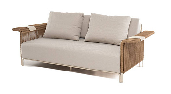 Диван 2-местный из искусственного ротанга, Мальдивы, цвет соломенный