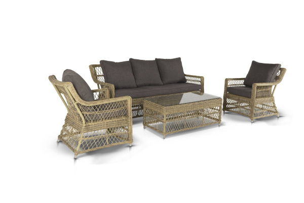 Кресло плетеное из искусственного ротанга, Гранд Латте соломенный