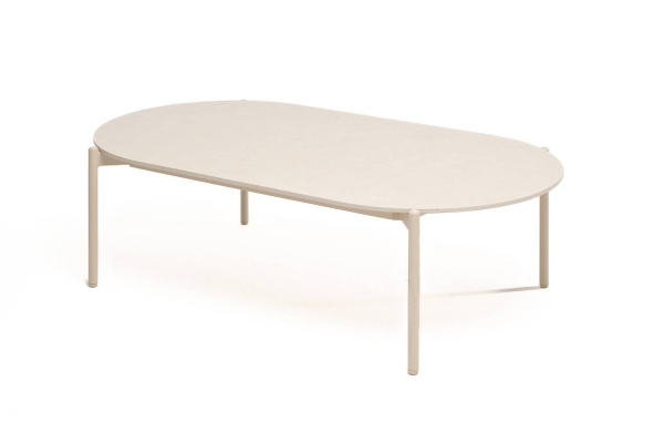 Стол журнальный из искусственного камня, овальный,  Аликанте, 130х70 см, Н 38 см, цвет: белый