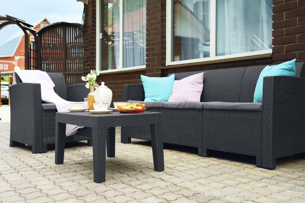 Диван трехместный Arizona, из искуственного ротанга цвет: антрацит