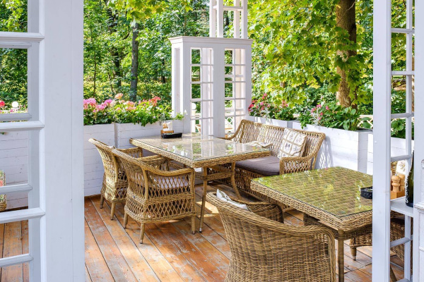 Диван 2-местный из искусственного ротанга, Латте соломенный