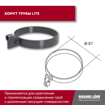 Комплект водосточной системы Классика 120 ПВХ Grand Line, 6 м/3м, графит