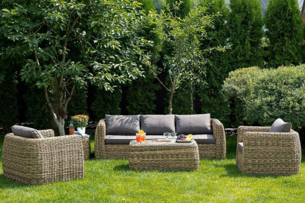 Диван 3-местный из искусственного ротанга /геоцинт/, Кальяри цвет: серый