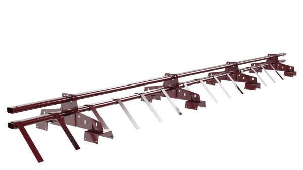 Снегозадержатель для профнастила Н-114 Borge L=3000 мм, 4 опоры, 2 трубы, овал 25х45 RAL 3005