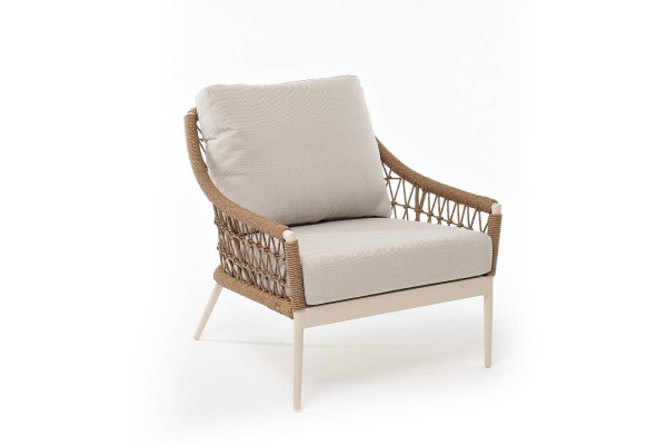 Кресло плетеное из искусственного ротанга, Венеция, цвет: соломенный