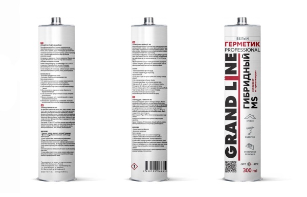 Герметик Grand Line гибридный, Professional MS, белый, 300 мл