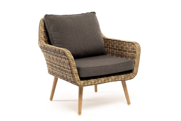 Кресло плетеное из искусственного ротанга, Прованс цвет: соломенный