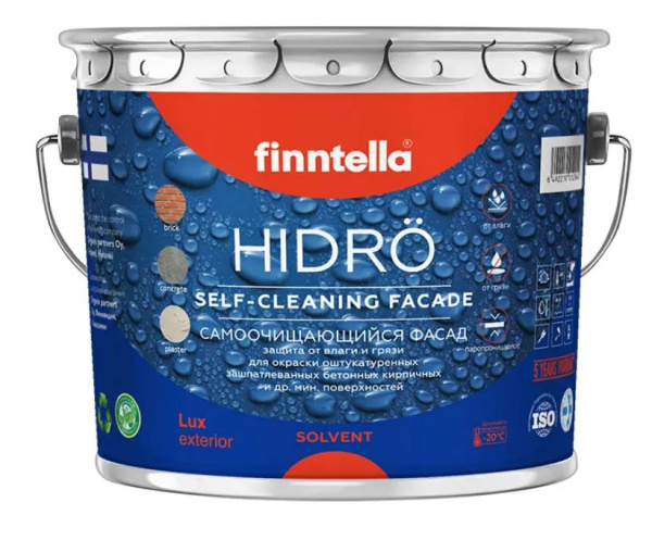 Краска Finntella, Hidro, фасадная гидрофобизирующая матовая уп. 0.9 л колеровка