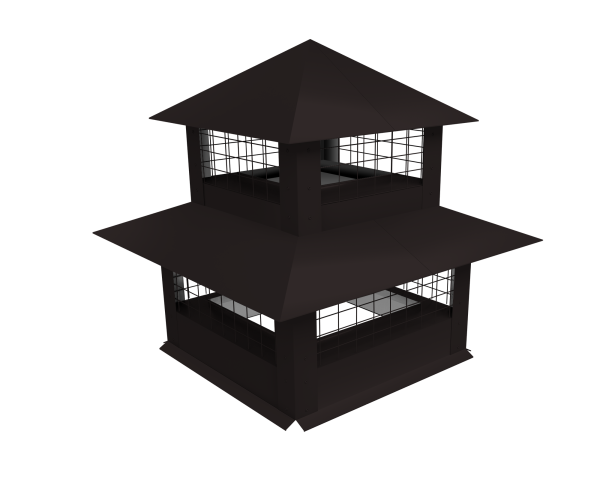 Дымник на трубу GL, двойной с сеткой, 0.5 мм, Satin Matt, 520х520 мм, RAL 9005