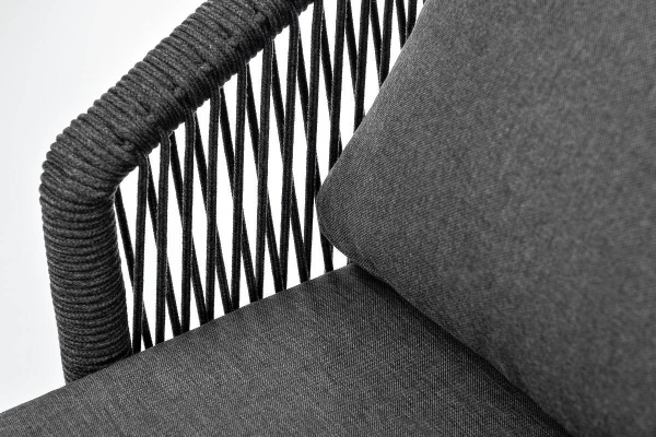 Кресло из роупа, Верона, каркас алюминий темно-серый муар,роуп темно-серый круглый,ткань темно-серая