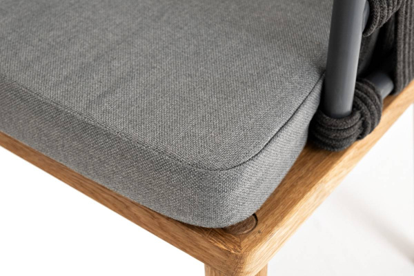 Стул из роупа, Диего, осн. дуб, каркас - сталь темно-серый муар,роуп темно-серый круглый,ткань серая