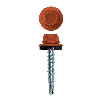 Саморез кровельный, 4.8х29 мм, сверло №1, RAL 8004, уп.250 шт.