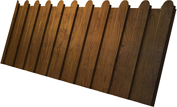 Профилированный лист GL C8 A, фигурный, 0.45 мм, Print Elite, Golden Wood TwinColor