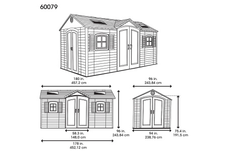 Сарай пластиковый Lifetime 15'*8' DD, 4.57 м²