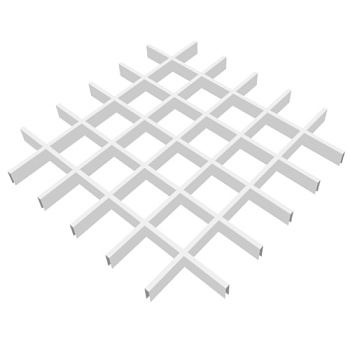 Потолок Грильято, решетка 100х100 мм, h = 40 мм, 0.32 мм, белый матовый