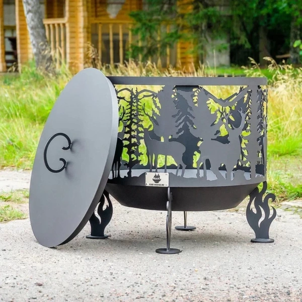 Костровая чаша с коническим дном, Ø1000, Н=700 мм, "Олени"