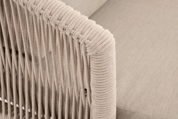 Кресло из роупа, Верона, каркас алюминий белый муар, роуп бежевый круглый, ткань бежевая