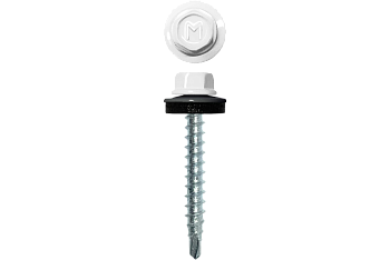 Саморез кровельный Daxmer 4.8х35 мм, сверло №1, RAL 9003, уп.250 шт.