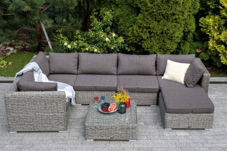 Оттоманка плетеная из искуственного ротанга /гиацинт/ с подушкой, Лунго цвет: серый