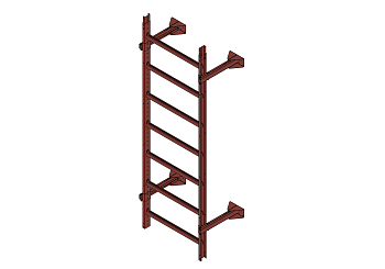 Лестница пожарная ГОСТ П 1-1, 800 мм, L= 2450 мм RAL 3009