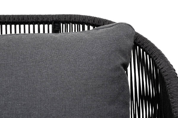 Диван 3-местный из роупа, Милан,каркас алюм темно-серый муар,роуп темно-серый круг,ткань темно-серая