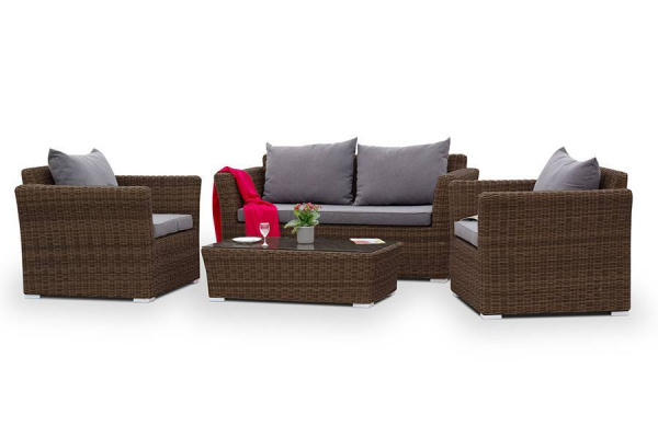 Диван 2-местный из искусственного ротанга, Капучино коричневый