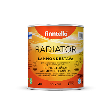 Краска Finntella, Radiator, алкидная для радиаторов полуглянцевая блеск 40, уп. 0.9 л цвет: колеровка