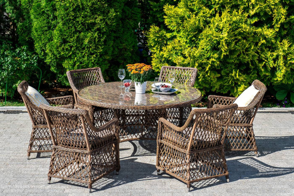 Кресло плетеное из искусственного ротанга, Латте коричневый