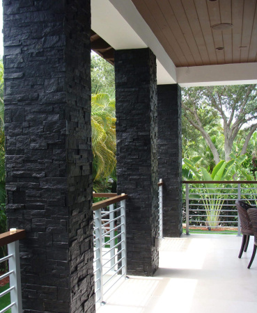 Кварцит, 3D панель из камня, 350х180 мм, Modern Black Quartz