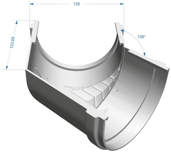 Угол желоба универсальный 135°, Docke Premium, Ø120 мм, цвет: шоколад