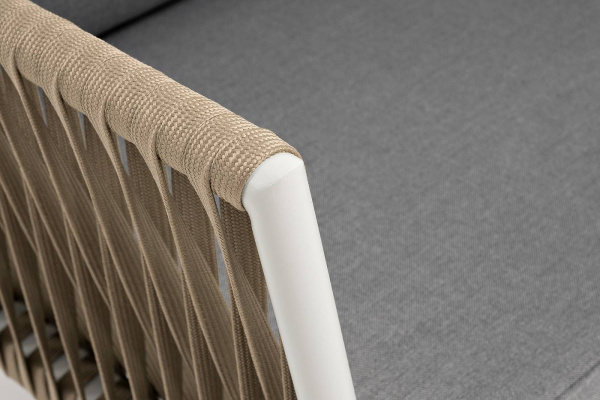 Диван 3-местный из роупа, Касабланка,карк алюм светло-серый муар,роуп серо-коричневый 23мм,ткань сер