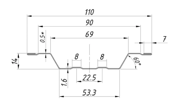 ММТ Штакетник П-образный, фигурный, 110 мм 0.42 мм, PE-double, RAL 8017