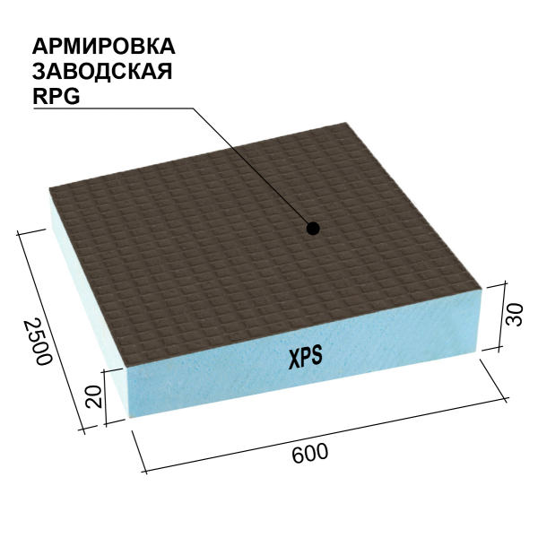 Ruspanel RPG Градиент 2, #20-30 мм, 600х2500 мм, с 1- сторонним армированием