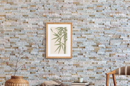 Сланец, 3D панель из камня, 600х150 мм, Classic Beige Slate, 8 шт/уп