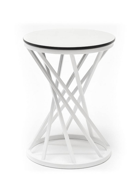 Стол журнальный из HPL, Сантьяго, круглый Ø40 см, H 55 см, каркас белый, цвет столешницы молочный