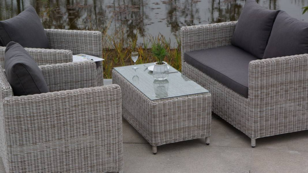 Стол журнальный из искусственного ротанга, Кон Панна цвет: бежевый