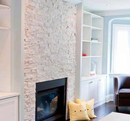 Кварцит, 3D панель из камня, 350х180 мм, Modern White Quartz