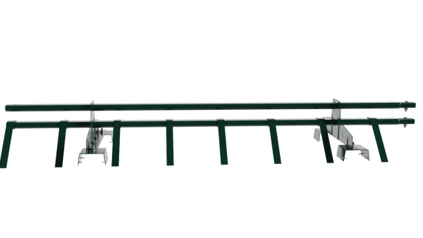 Снегозадержатель для профнастила Н-114 Borge L=1500 мм 2 опоры, 2 трубы, овал 25х45 RAL 6005