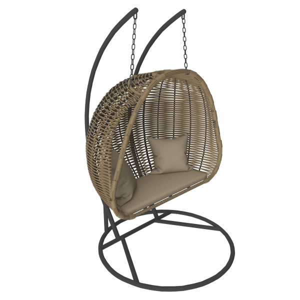 Кресло подвесное двухместное Mokka Majorca из искусственного ротанга цвет: соломенный