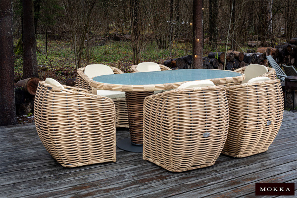 Стол обеденный Mokka Majorca, из искусственного ротанга, 200х100 см цвет: соломенный