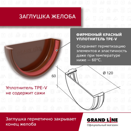 Комплект водосточной системы Классика 120 ПВХ Grand Line, 6 м/3м, шоколадный