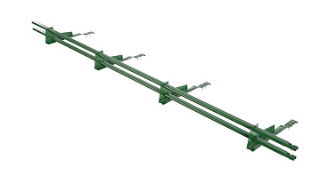 Снегозадержатель для композитной черепицы Borge L=3000 мм, 4 опоры, 2 трубы, овал 25х45 мм, RAL 6002